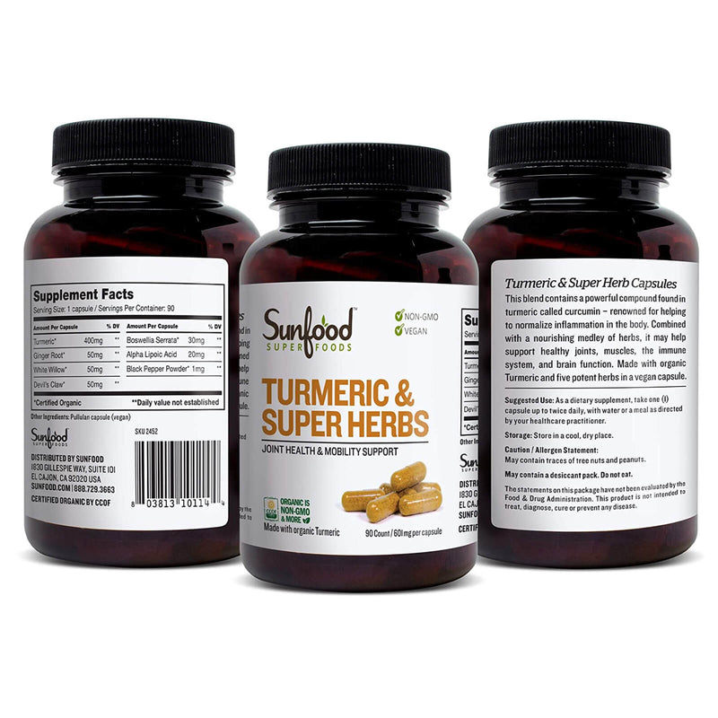 Sunfood Turmeric & Super Herbs 90 Capsules - DailyVita
