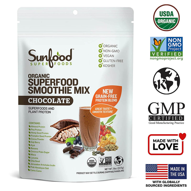 Sunfood Superfood Smoothie Mix Chocolate 8 oz - DailyVita