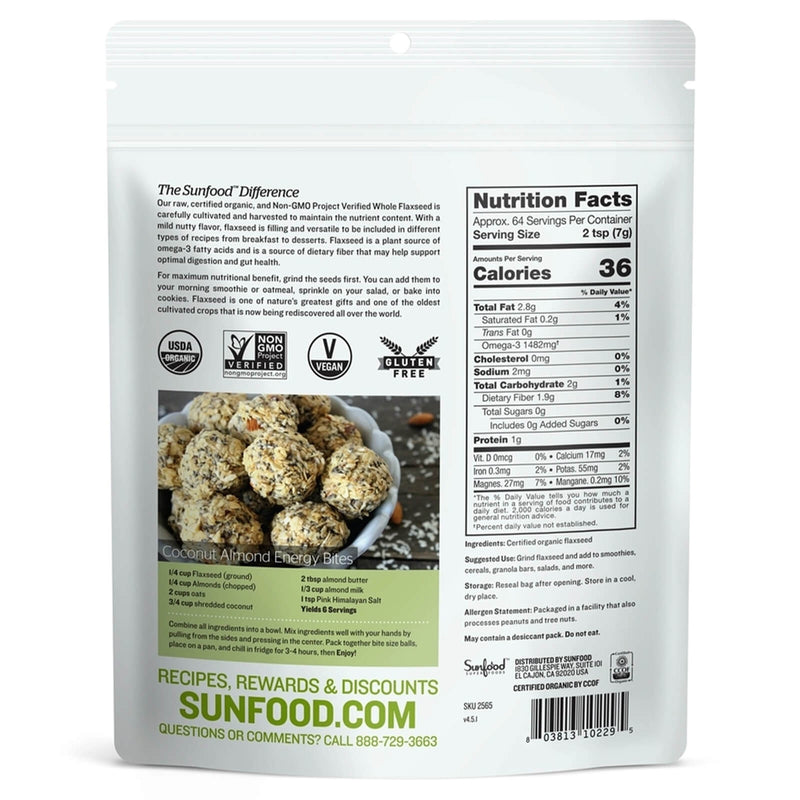 Sunfood Flax Seeds 1 lb - DailyVita