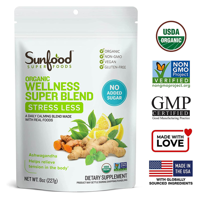 Sunfood Wellness Super Blend Stress Less 8 oz - DailyVita