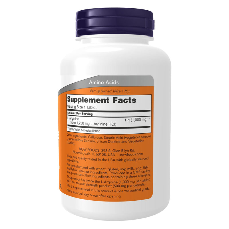 NOW Foods L-Arginine Double Strength 1000 mg 120 Tablets - DailyVita