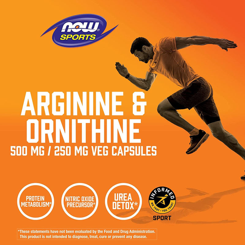 NOW Foods Arginine & Ornithine 500 mg / 250 mg 250 Veg Capsules - DailyVita