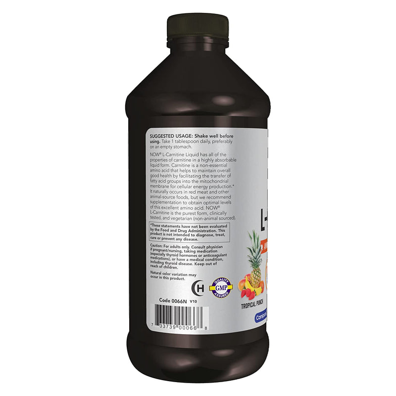 NOW Foods L-Carnitine Liquid 1000 mg Tropical Punch 16 fl oz - DailyVita