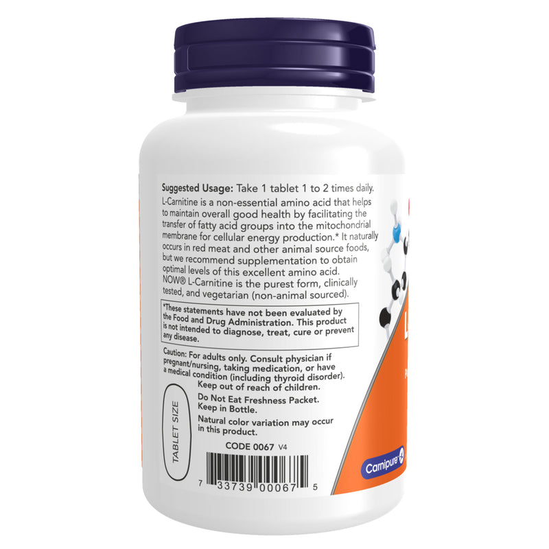 NOW Foods L-Carnitine 1000 mg 50 Tablets - DailyVita