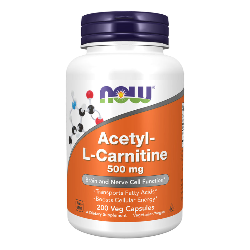 NOW Foods Acetyl-L-Carnitine 500 mg 200 Veg Capsules - DailyVita