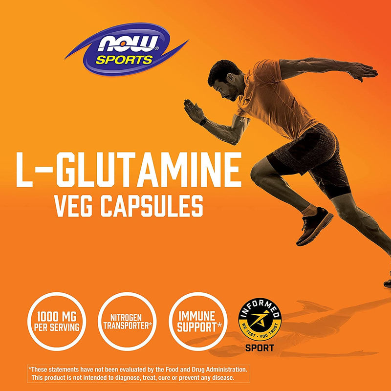 NOW Foods L-Glutamine Double Strength 1000 mg 240 Veg Capsules - DailyVita