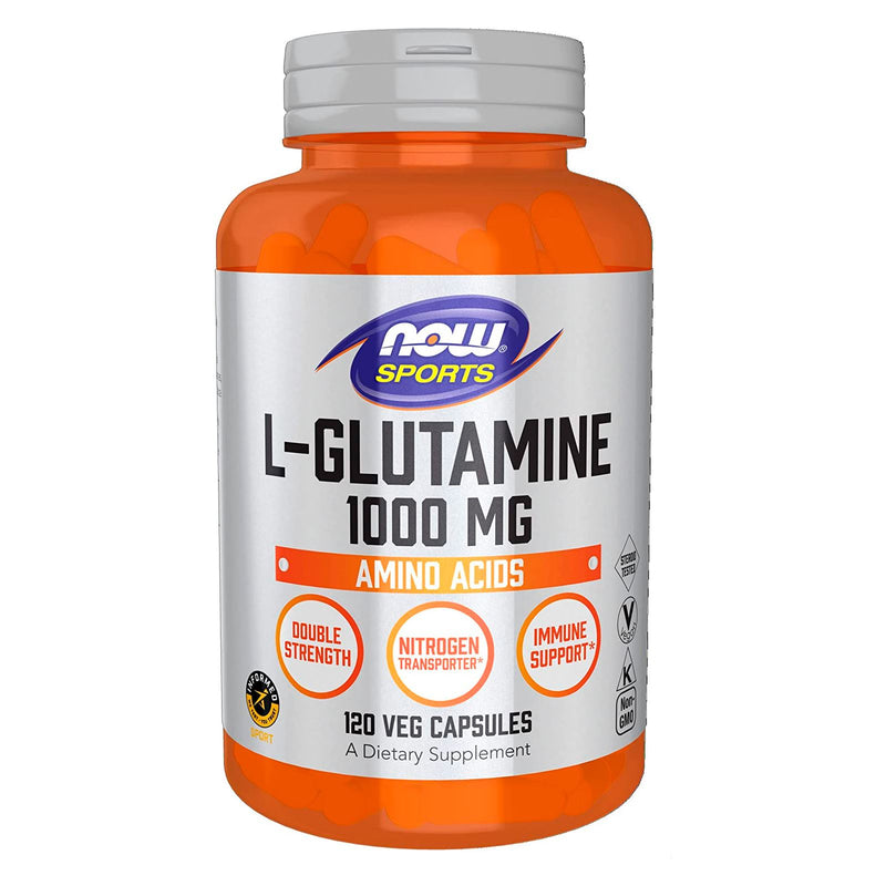 NOW Foods L-Glutamine Double Strength 1000 mg 120 Veg Capsules - DailyVita