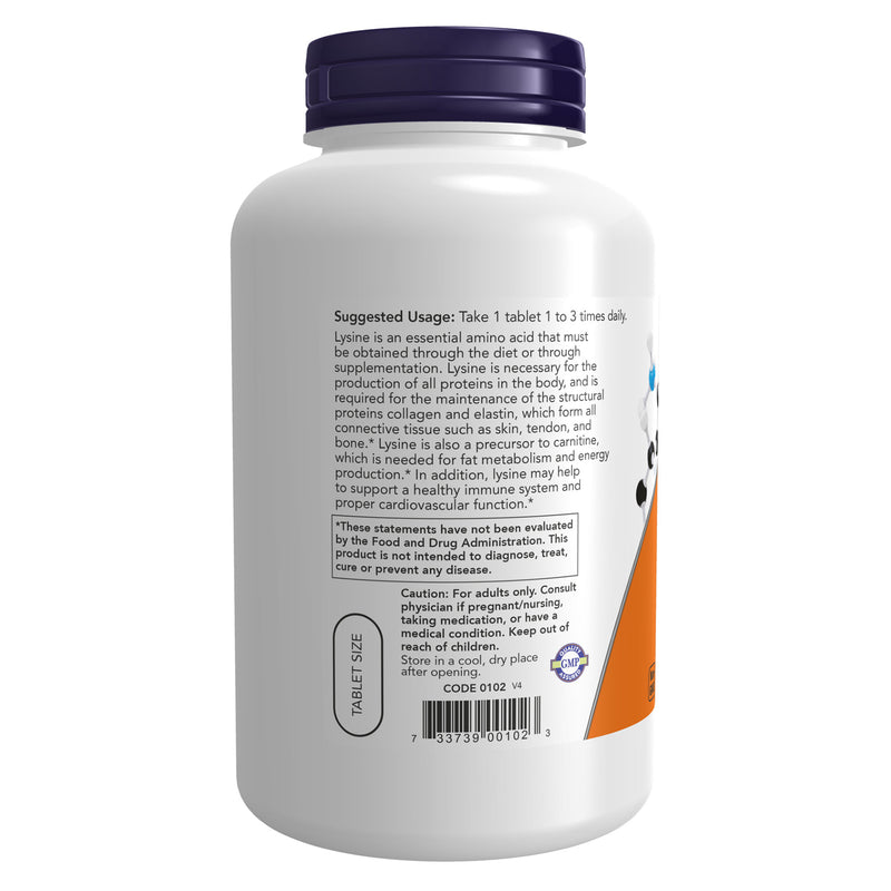 NOW Foods L-Lysine 500 mg 250 Tablets - DailyVita
