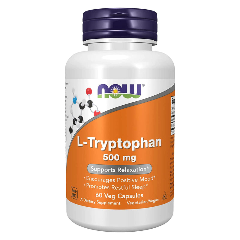 NOW Foods L-Tryptophan 500 mg 60 Veg Capsules - DailyVita