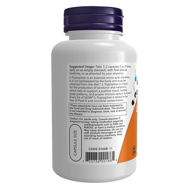NOW Foods L-Tryptophan 500 mg 60 Veg Capsules - DailyVita