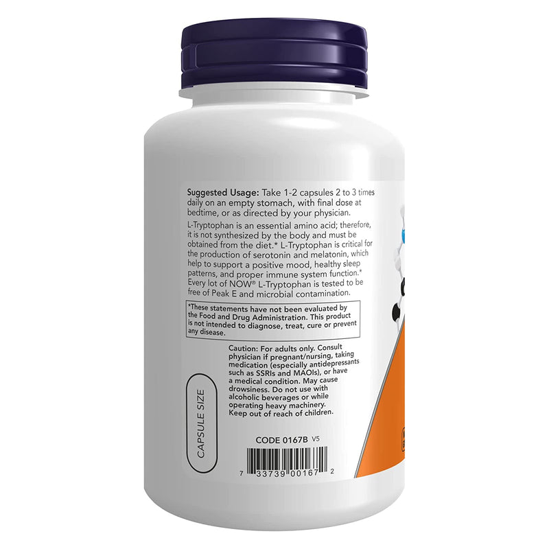 NOW Foods L-Tryptophan 500 mg 120 Veg Capsules - DailyVita