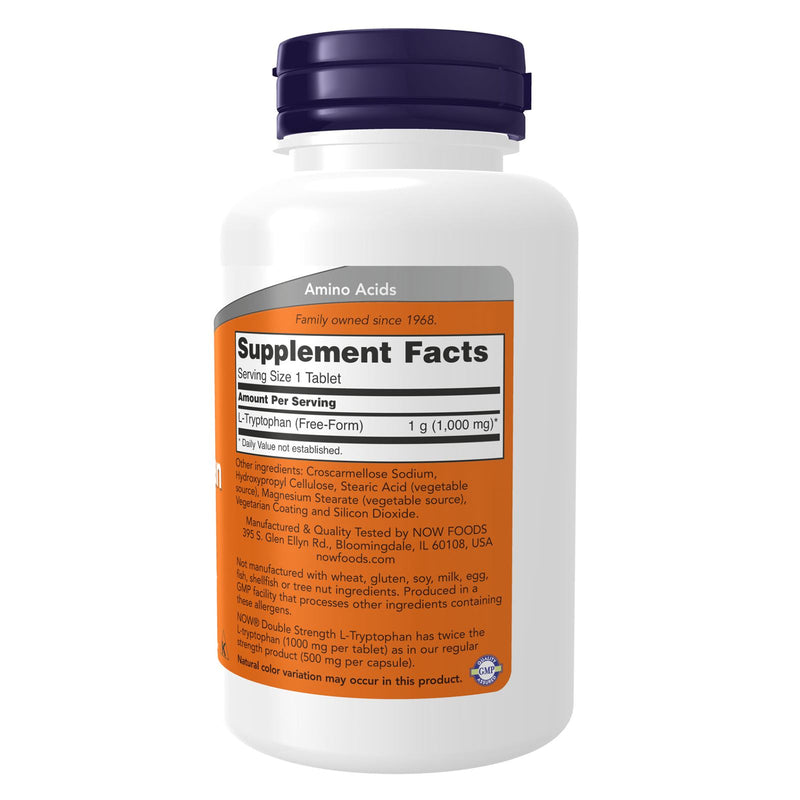 NOW Foods L-Tryptophan Double Strength 1000 mg 60 Tablets - DailyVita