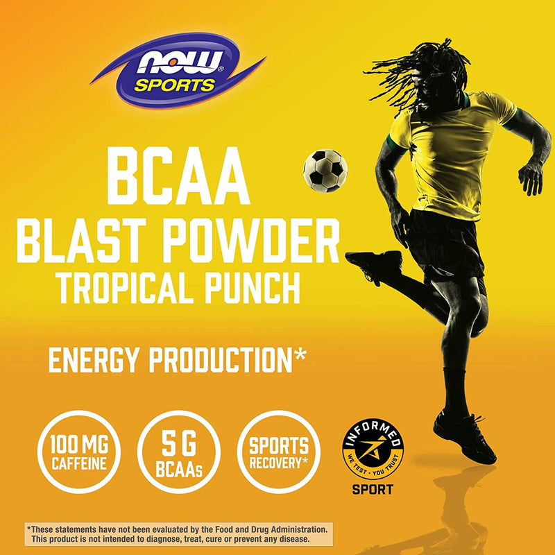 NOW Foods BCAA Blast Powder Tropical Punch Flavor 600 grams - DailyVita