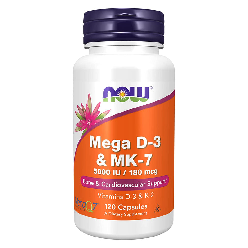 NOW Foods Mega Vitamin D-3 & MK-7 120 Capsules - DailyVita