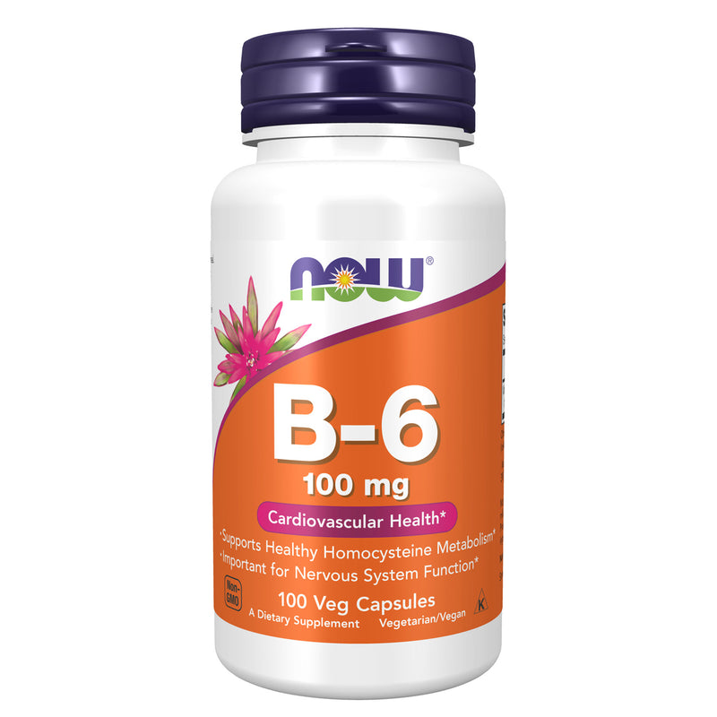 NOW Foods Vitamin B-6 100 mg 100 Veg Capsules - DailyVita