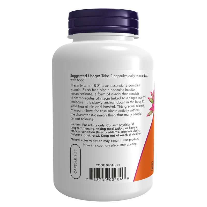 NOW Foods Flush-Free Niacin 250 mg 180 Veg Capsules - DailyVita