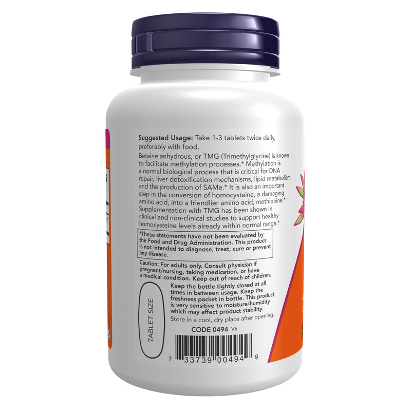 NOW Foods T mg Betaine 1,000 mg 100 Tablets - DailyVita