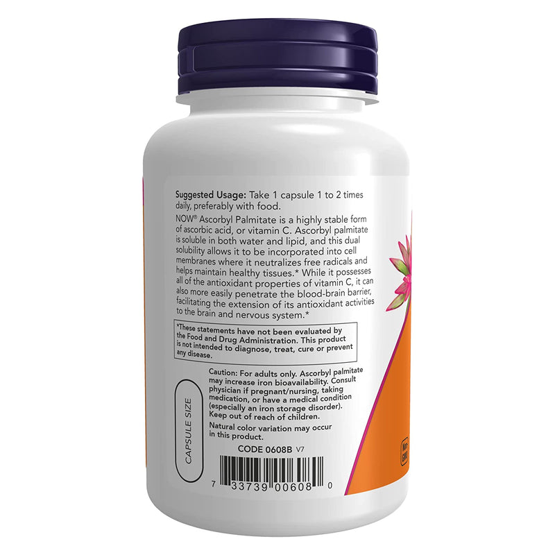 NOW Foods Ascorbyl Palmitate 500 mg 100 Veg Capsules - DailyVita