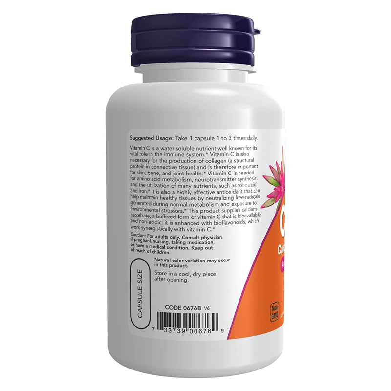 NOW Foods Vitamin C-500 Calcium Ascorbate-C 100 Veg Capsules - DailyVita