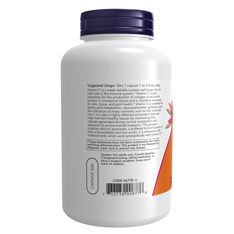 NOW Foods Vitamin C-500 Calcium Ascorbate-C 250 Veg Capsules - DailyVita