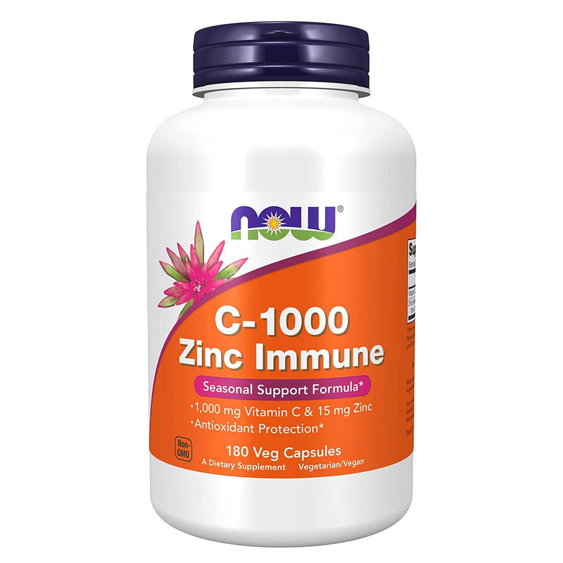 NOW Foods C-1000 Zinc Immune 180 Veg Capsules - DailyVita