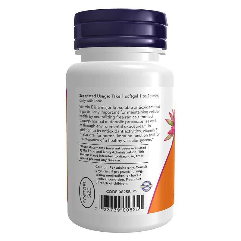 NOW Foods Vitamin E-200 D-Alpha Tocopheryl 100 Softgels - DailyVita