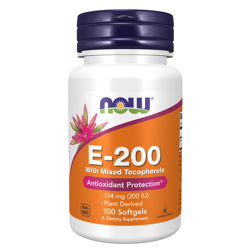 NOW Foods Vitamin E-200 With Mixed Tocopherols 100 Softgels - DailyVita