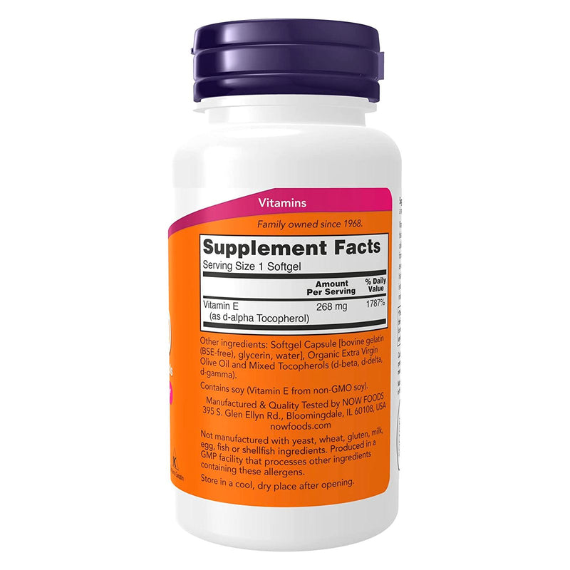 NOW Foods Vitamin E-400 With Mixed Tocopherols 100 Softgels - DailyVita