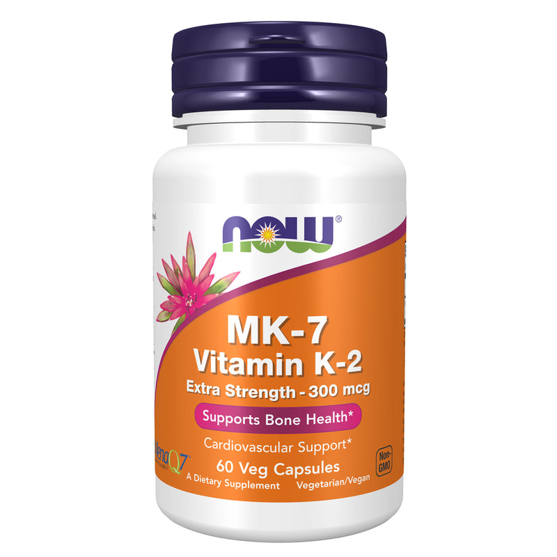 NOW Foods MK-7 Vitamin K-2 Extra Strength 300 mcg 60 Veg Capsules - DailyVita