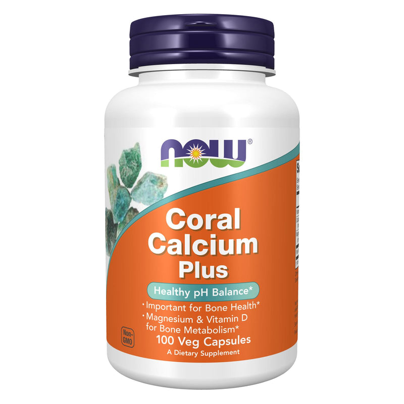 NOW Foods Coral Calcium Plus 100 Veg Capsules, Calcium Magnesium with Vitamin D3 - DailyVita
