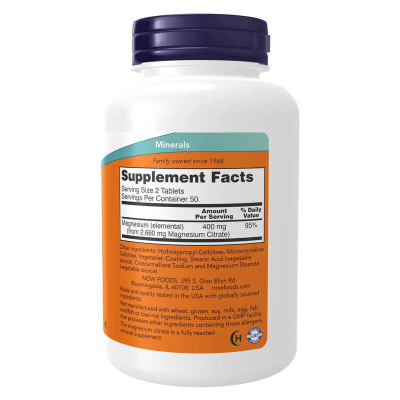 NOW Foods Magnesium Citrate 200 mg 100 Tablets - DailyVita