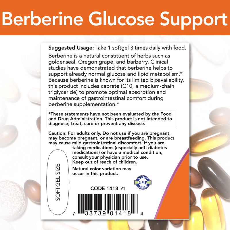 NOW Foods Berberine Glucose Support 90 Softgels - DailyVita