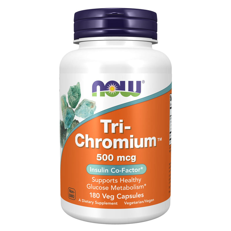 NOW Foods Tri-Chromium 500 mcg with Cinnamon 180 Veg Capsules - DailyVita