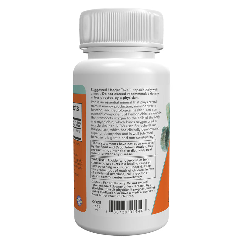NOW Foods Iron 36 mg Double Strength 90 Veg Capsules - DailyVita