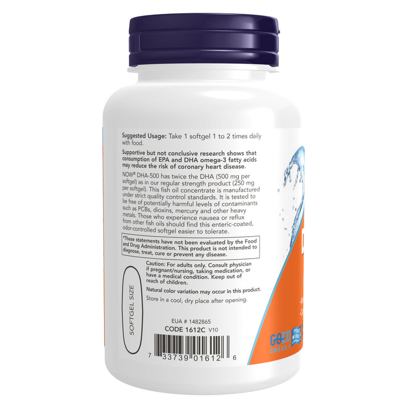 NOW Foods DHA-500 Double Strength 90 Softgels - DailyVita