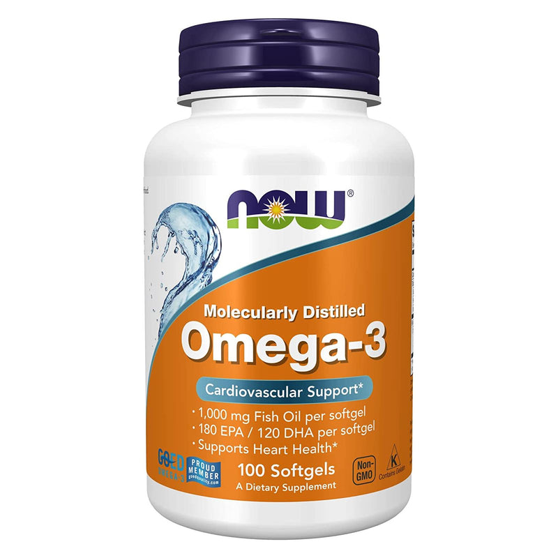 NOW Foods Omega-3 Molecularly Distilled Fish Oil 100 Softgels - DailyVita