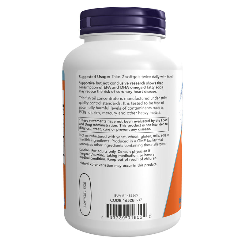 NOW Foods Omega-3 Molecularly Distilled Fish Oil 200 Softgels - DailyVita