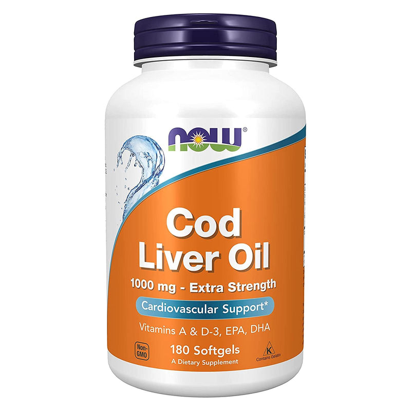 NOW Foods Cod Liver Oil Extra Strength 1,000 mg 180 Softgels - DailyVita