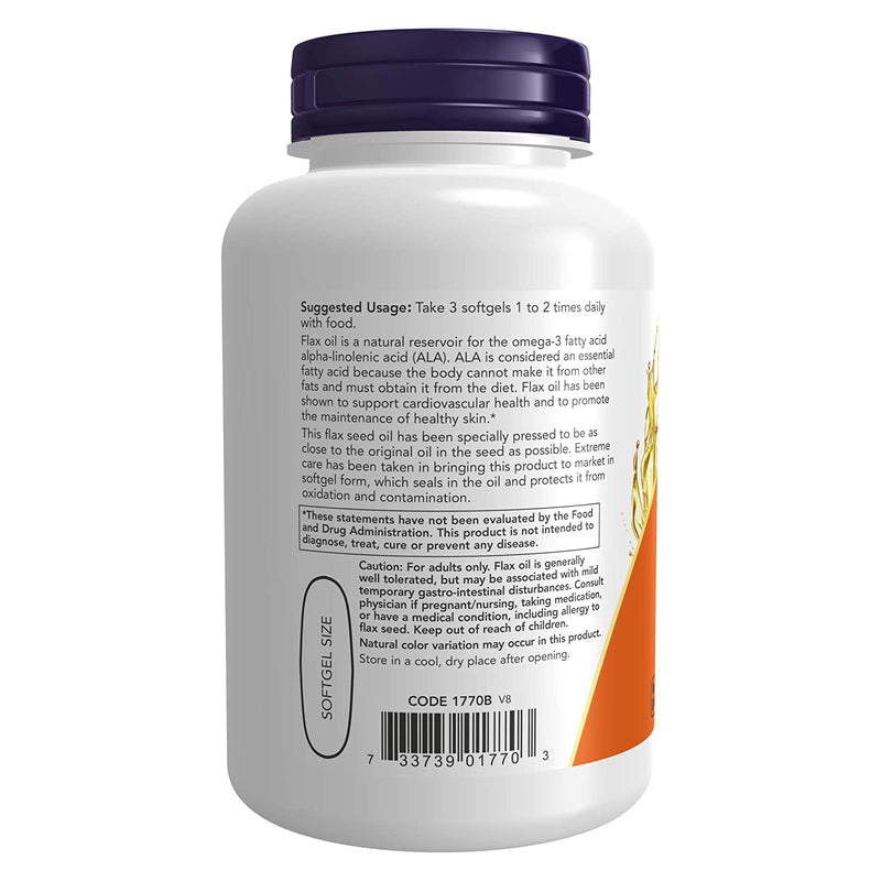 NOW Foods Flax Oil 1000 mg 100 Softgels - DailyVita