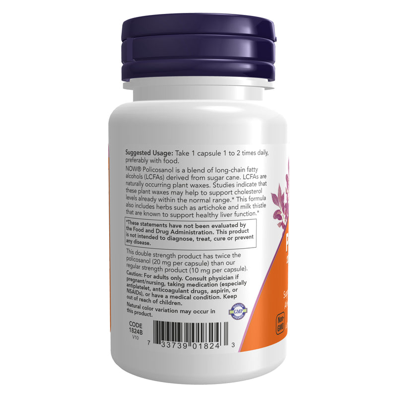 NOW Foods Policosanol Double Strength 20 mg 90 Veg Capsules - DailyVita