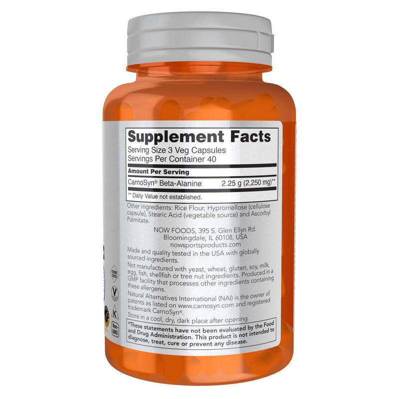 NOW Foods Beta-Alanine 750 mg 120 Veg Capsules - DailyVita