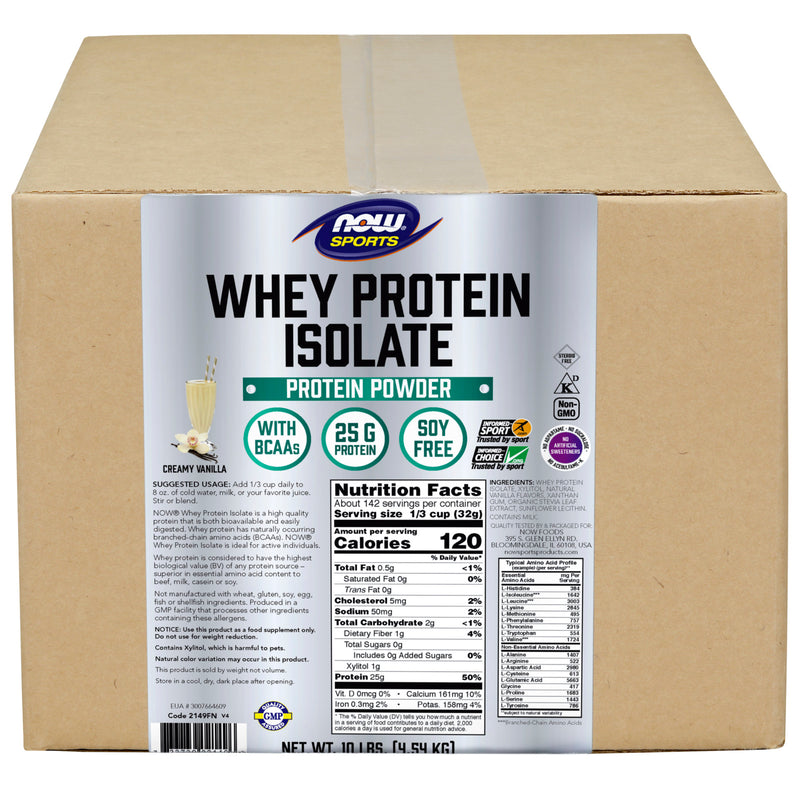 NOW Foods Whey Protein Isolate Creamy Vanilla Powder 10 Lbs. - DailyVita