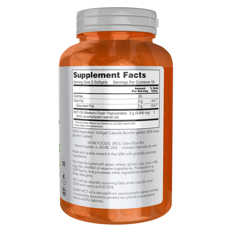 NOW Foods MCT Oil 1000 mg 150 Softgels - DailyVita