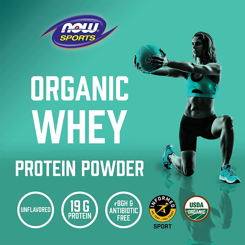 NOW Foods Whey Protein Organic Unflavored Powder 1 lb - DailyVita