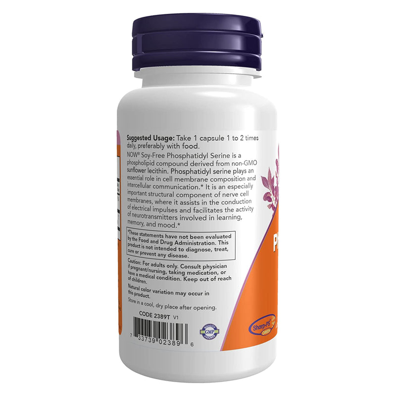 NOW Foods Phosphatidyl Serine Soy-Free 150 mg 60 Veg Capsules - DailyVita