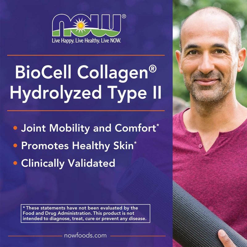 NOW Foods BioCell Collagen Hydrolyzed Type II 120 Veg Capsules - DailyVita