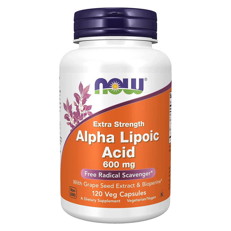 NOW Foods Alpha Lipoic Acid Extra Strength 600 mg 120 Veg Capsules - DailyVita
