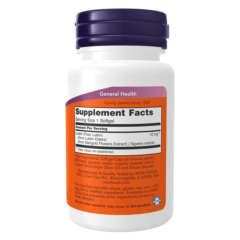 NOW Foods Lutein 10 mg 60 Softgels - DailyVita