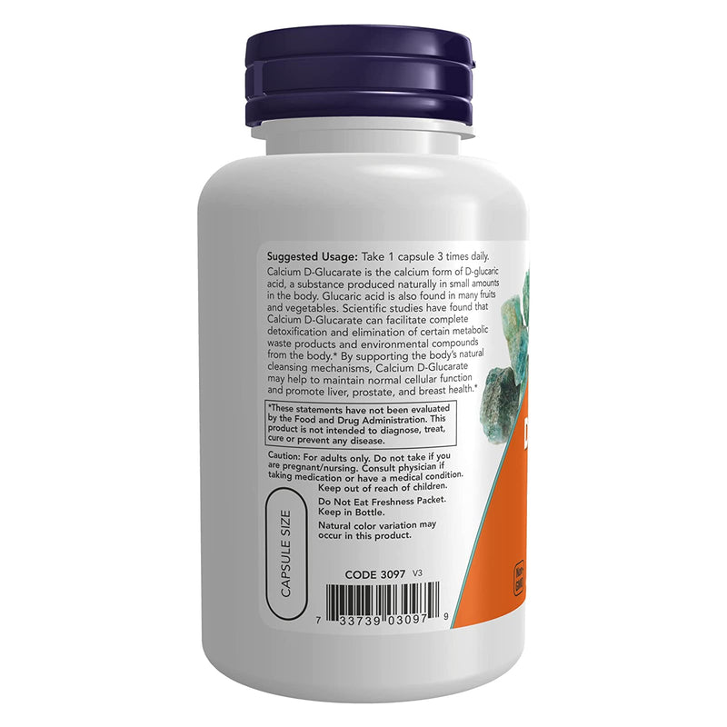 NOW Foods Calcium D-Glucarate 500 mg 90 Veg Capsules - DailyVita