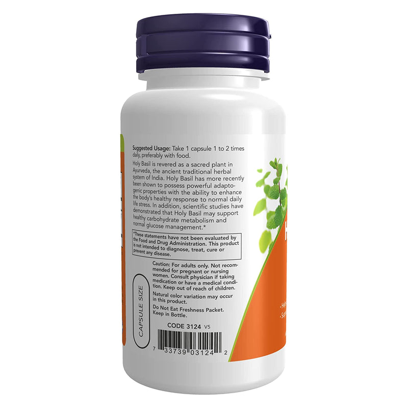 NOW Foods Holy Basil Extract 500 mg 90 Veg Capsules - DailyVita